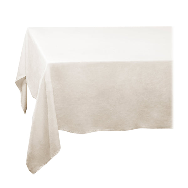 Large Ecru Linen Sateen Tablecloth - Hand-Crafted Linen Woven Textile - Luxurious & Intricate Soft Sateen Tablecloth