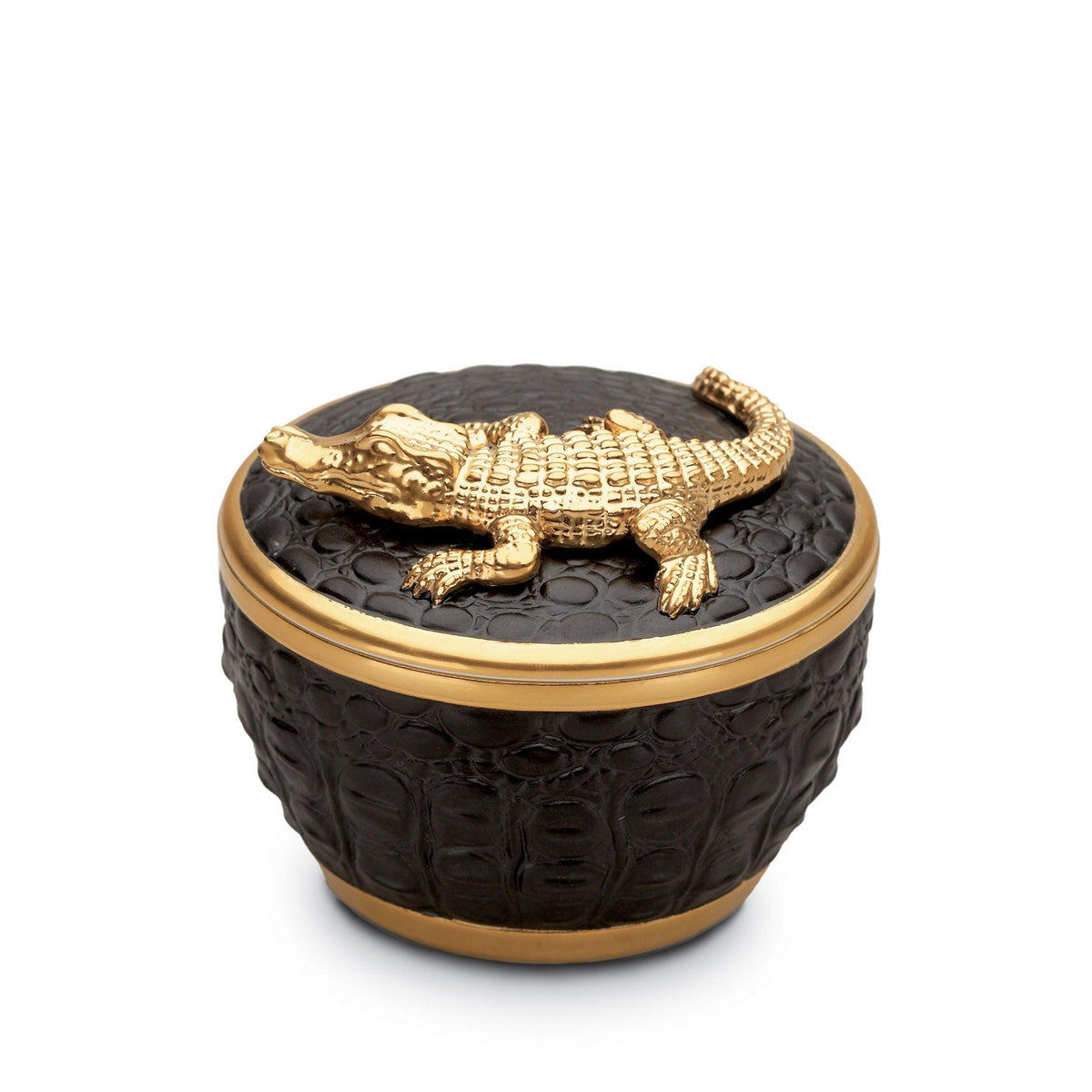 Crocodile Round Box Gold L OBJET