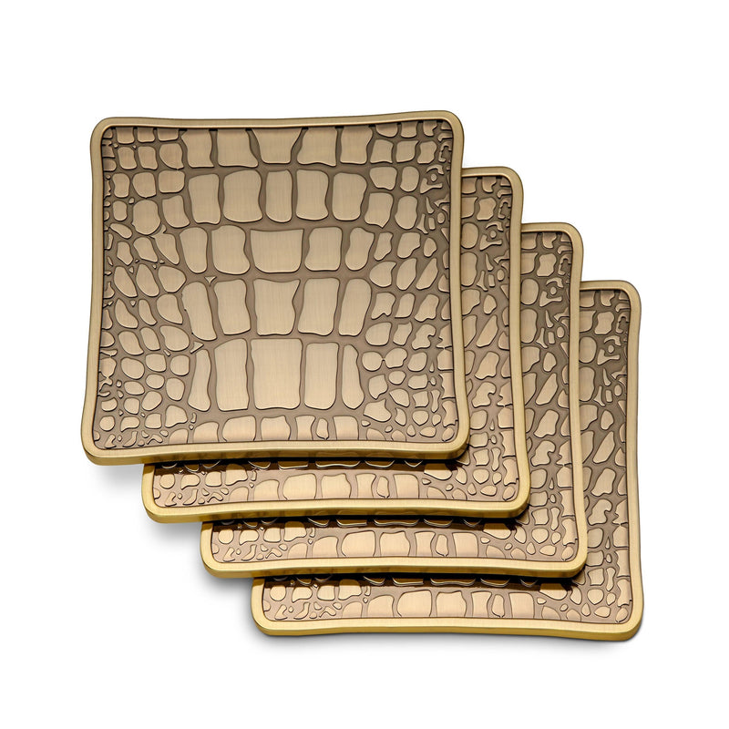 Round Brass Metallic Textured Coaster