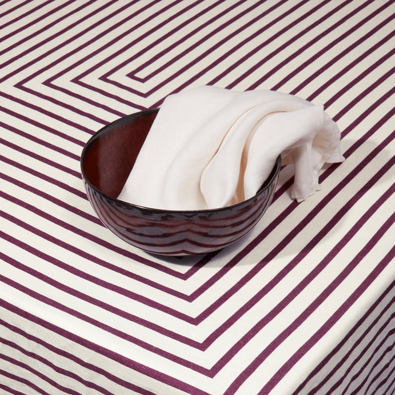 Linen Sateen Concorde Tablecloth - Wine + Ecru