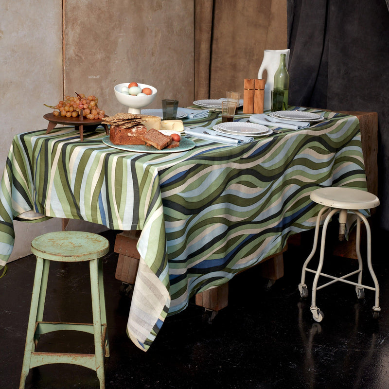 Linen Sateen Landscape Tablecloth - Blue + Green - L'OBJET