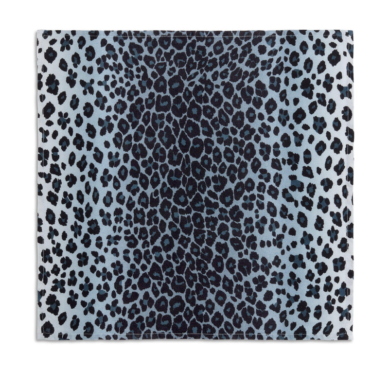 Linen Sateen Leopard Napkins - Blue (Set of 4) - L'OBJET