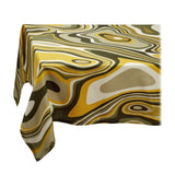 Linen Sateen Waves Tablecloth - Green + Yellow - L'OBJET