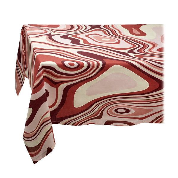 Linen Sateen Waves Tablecloth - Pink - L'OBJET