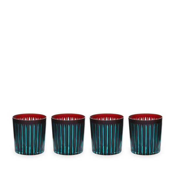 Prism Double Old Fashioned Glasses-Bordeaux (Set of 4) - L'OBJET