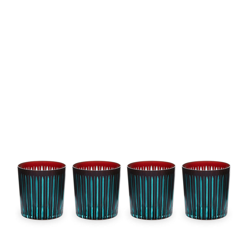 Prism Double Old Fashioned Glasses-Bordeaux (Set of 4) - L'OBJET